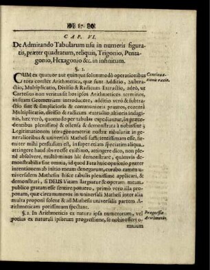 Cap. VI. De Admirando Tabularum usu in numeri figuratis ...