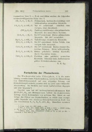 Fortschritte der Photochemie