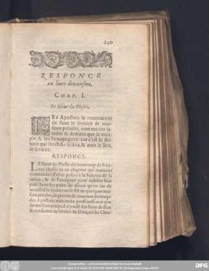 Responce au livre deuxiesme.
