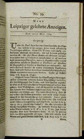 No. 39. Den 15ten May 1789.