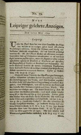 No. 39. Den 15ten May 1789.