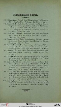 Numismatische Bücher (Nr. 988-1000)