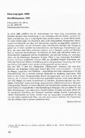Hans Leip (geb. 1893) Die Elbchaussee, 1921
