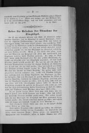 Ueber die Ursachen der Abnahme der Singvögel.