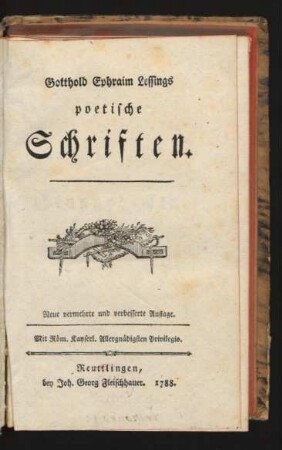 Gotthold Ephraim Lessings poetische Schriften