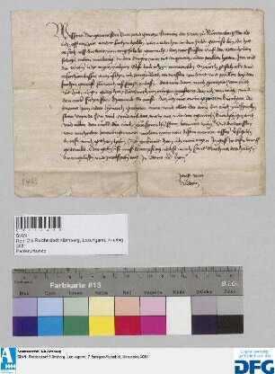 Jörg von Riddern kündigt der Stadt Nürnberg Fehde an.