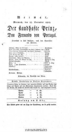 Der standhafte Prinz, Don Fernando von Portugal