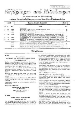 Bücher für die Wehrerziehung : 16/65 vom 29. Juni 1965 ; [Mitteilungen]