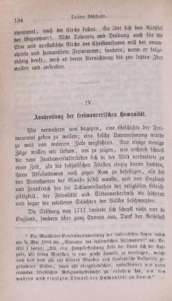 IV. Ausbreitung der freimaurerischen Humanität.