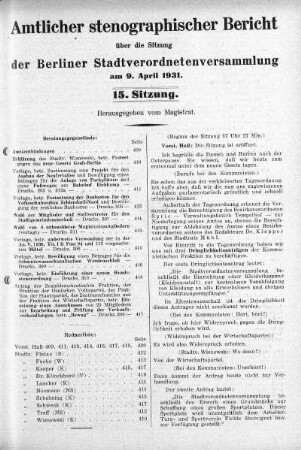 Sitzung 15, 9. April 1931