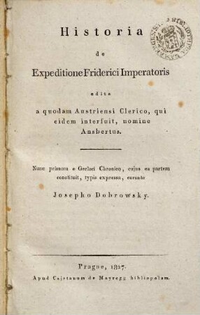 Historia de expeditione Friderici Imperatoris