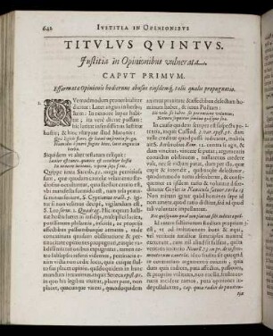 Titulus Quintus. Justitia in Opinionibus vulnerata.