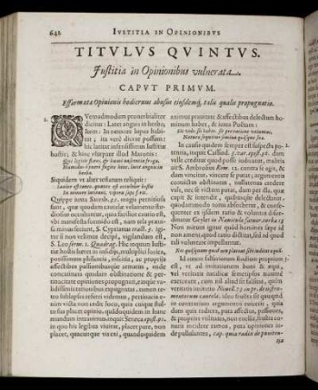 Titulus Quintus. Justitia in Opinionibus vulnerata.