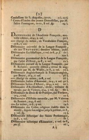 Catalogue des livres .... 1779. Catalogue des livres sur diverses matieres. - [ca. 1779]. - 11 S.