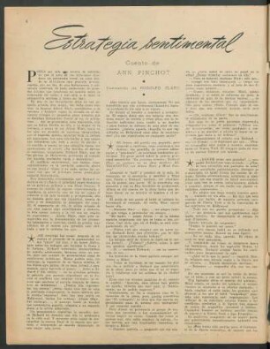 Estrategia sentimental : Cuento