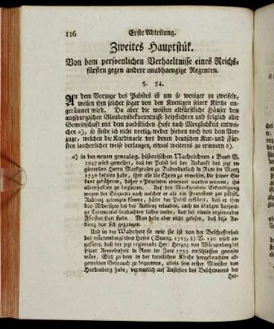 Zweites Hauptstük. Von dem persoenlichen Verhaeltnisse eines Reichsfürsten gegen andere unabhaengige Regenten
