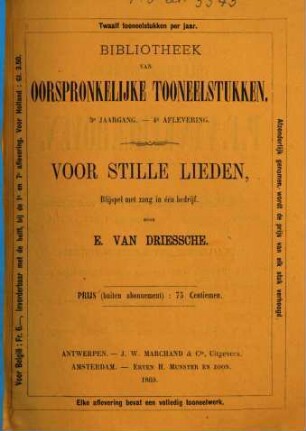Voor stille lieden : blijspel met zang in één bedrijf