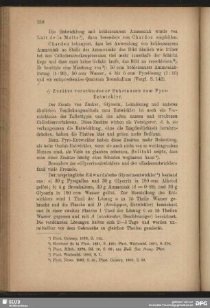 e) Zusätze verschiedener Substanzen zum Pyro-Entwickler
