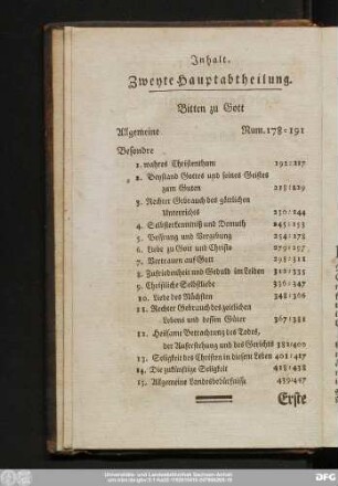 Inhalt. Zweyte Hauptabtheilung.