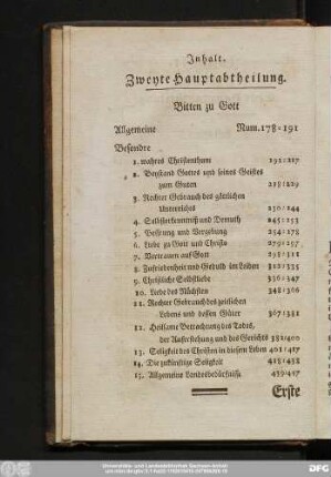 Inhalt. Zweyte Hauptabtheilung.