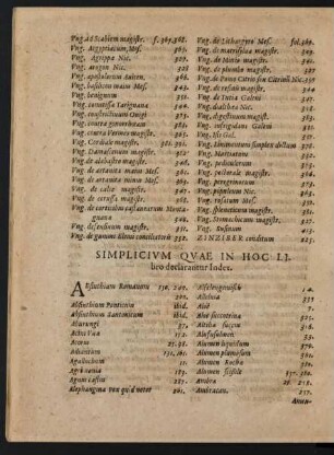 Simplicium ... Index.