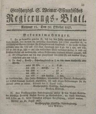 Nr. 15 : 30. Oktober 1827