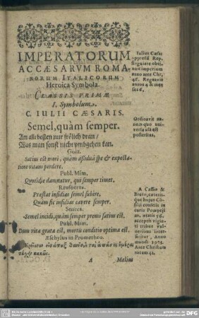 Imperatorum Ac Caesarum Romanorum ItalicorumHeroica Symbola Classis Primae