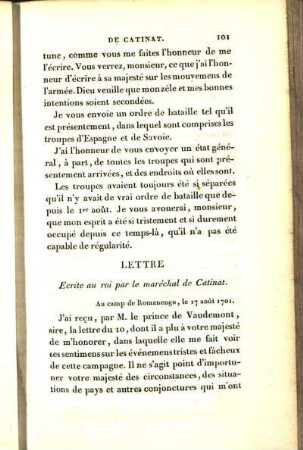 Lettre écrite au roi par le maréchal de Catinat.