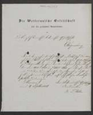 Brief von L. Hille von Wetterauische Gesellschaft für die Gesamte Naturkunde an Regensburgische Botanische Gesellschaft