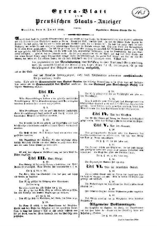 Extra=Blatt des Preußischen Staats=Anzeiger.