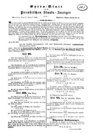Extra=Blatt des Preußischen Staats=Anzeiger.