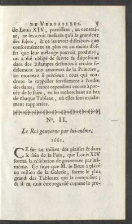No. II. Le Roi gouverne par lui-même: 1661.