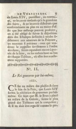 No. II. Le Roi gouverne par lui-même: 1661.
