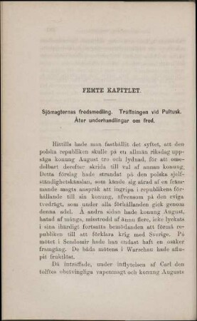 Femte Kapitlet. Sjömagternas fredsmedling. Träffningen vid Pultusk. Åter underhandlingar om fred.