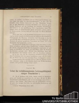 Capitel IX. Über die verhältnismäßige Leistungsfähigkeit einiger Transmitter.