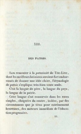 XIII. Des patois