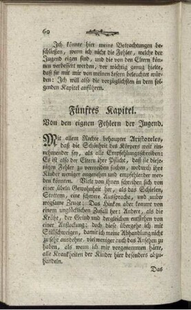 Fünftes Kapitel. Von den eignen Fehlern der Jugend