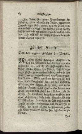 Fünftes Kapitel. Von den eignen Fehlern der Jugend