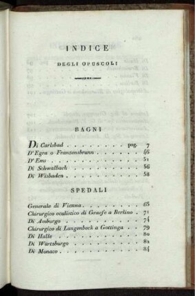 Indice degli opuscoli