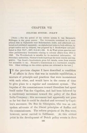 Chapter VII. Culture system: Policy