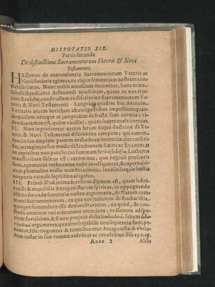 Disputatio XIX. De distinctione Sacramentorum Veteris & Novi Testamenti.