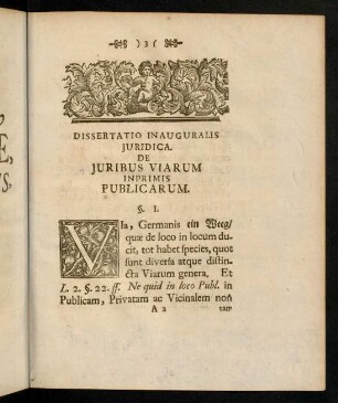 3-32, Dissertatio Inauguralis Juridica. De Juribus Viarum Inprimis Publicarum.