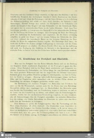 VI. Ermittelung der Festigkeit und Elastizität