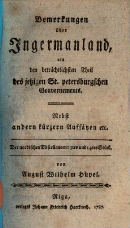Der nordischen Miscellaneen ... Stück. 13/14, 13/14. 1787