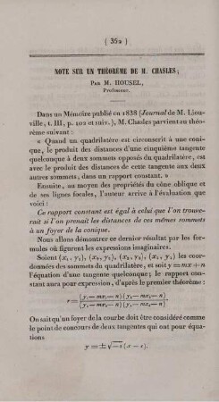 Note sur un théorème de M. Chsles.