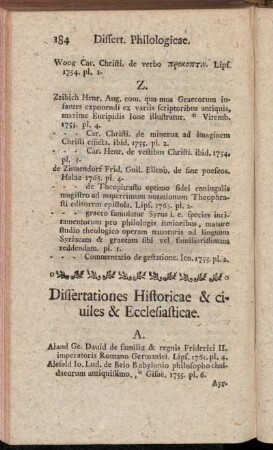 Dissertationes Historicae & ciuiles & Ecclesiasticae