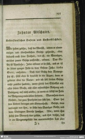 Zehnter Abschnitt. Uebersinnliches Daseyn und Unsterblichkeit