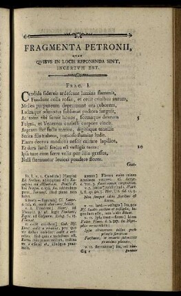 Fragmenta Petronii, Quae Quibus In Locis Reponenda Sint, Incertum Est.
