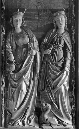 Flügelaltar : Flügelaltar. Holz, geschnitzt, gefaßt (1501/1515). Die heiligen Elisabeth und Margarethe. Oberdrauburg-Zwickenberg, Pfarrkirche Sankt Leonhard