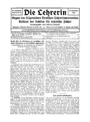 Bericht über die Beteiligung der preußischen technischen Lehrerinnen an der weiblichen Jugendpflege : (Fortsetzung und Schluß von Nr.12 S.45)